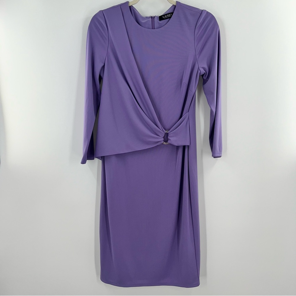 Lauren Ralph Lauren NWT Jersey 3/4 Sleeve Dress in Wisteria size 6 - Picture 3 of 10